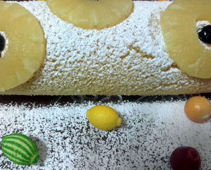 Ananas rollen mit creme gefüllt
