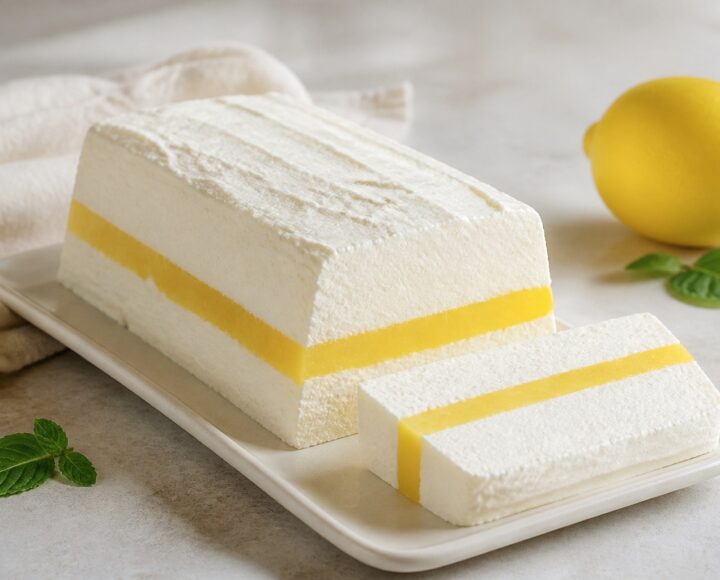 Semifreddo al limone con cuore cremoso tagliato a fette