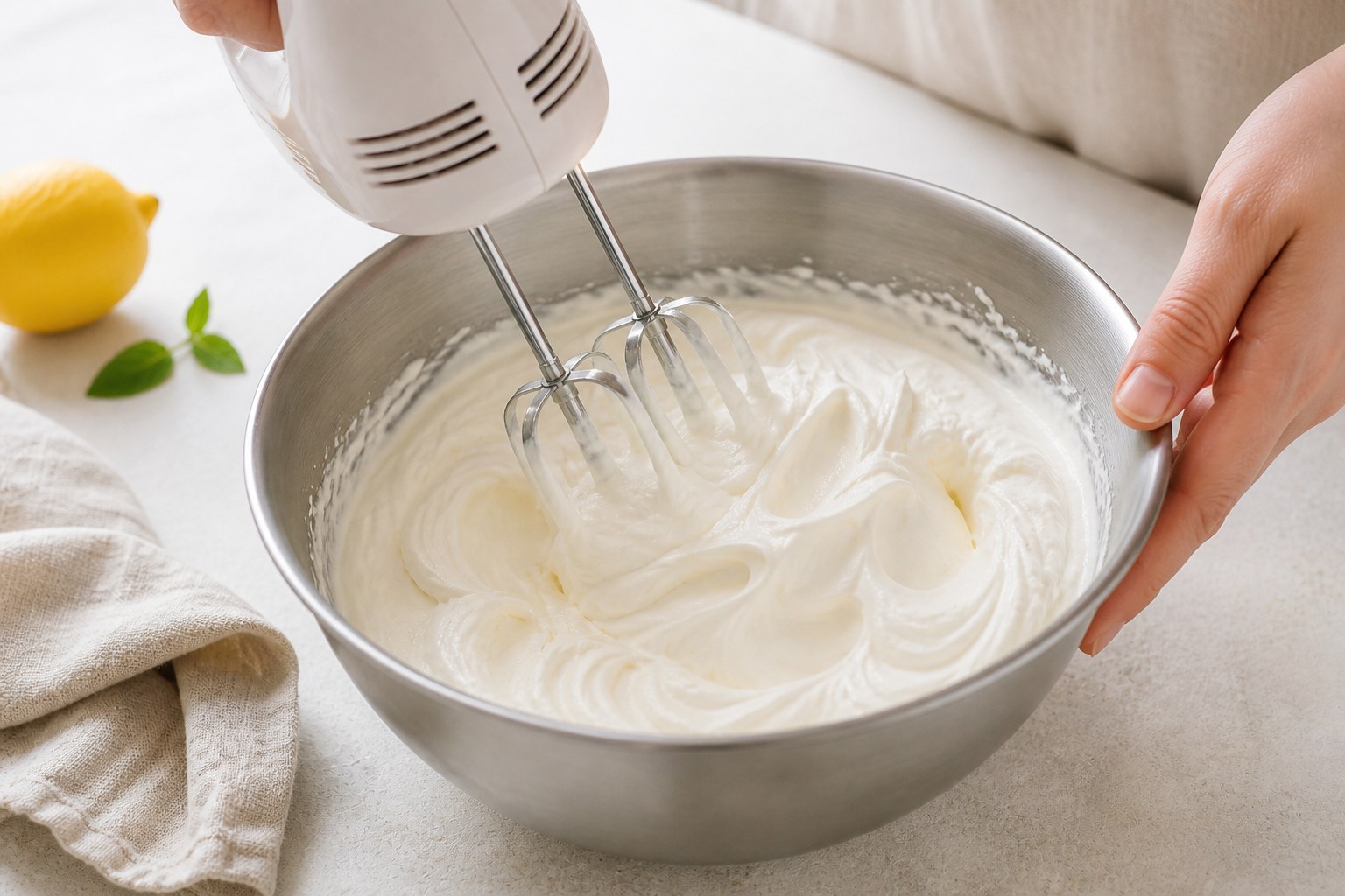 Panna fredda montata con le fruste elettriche