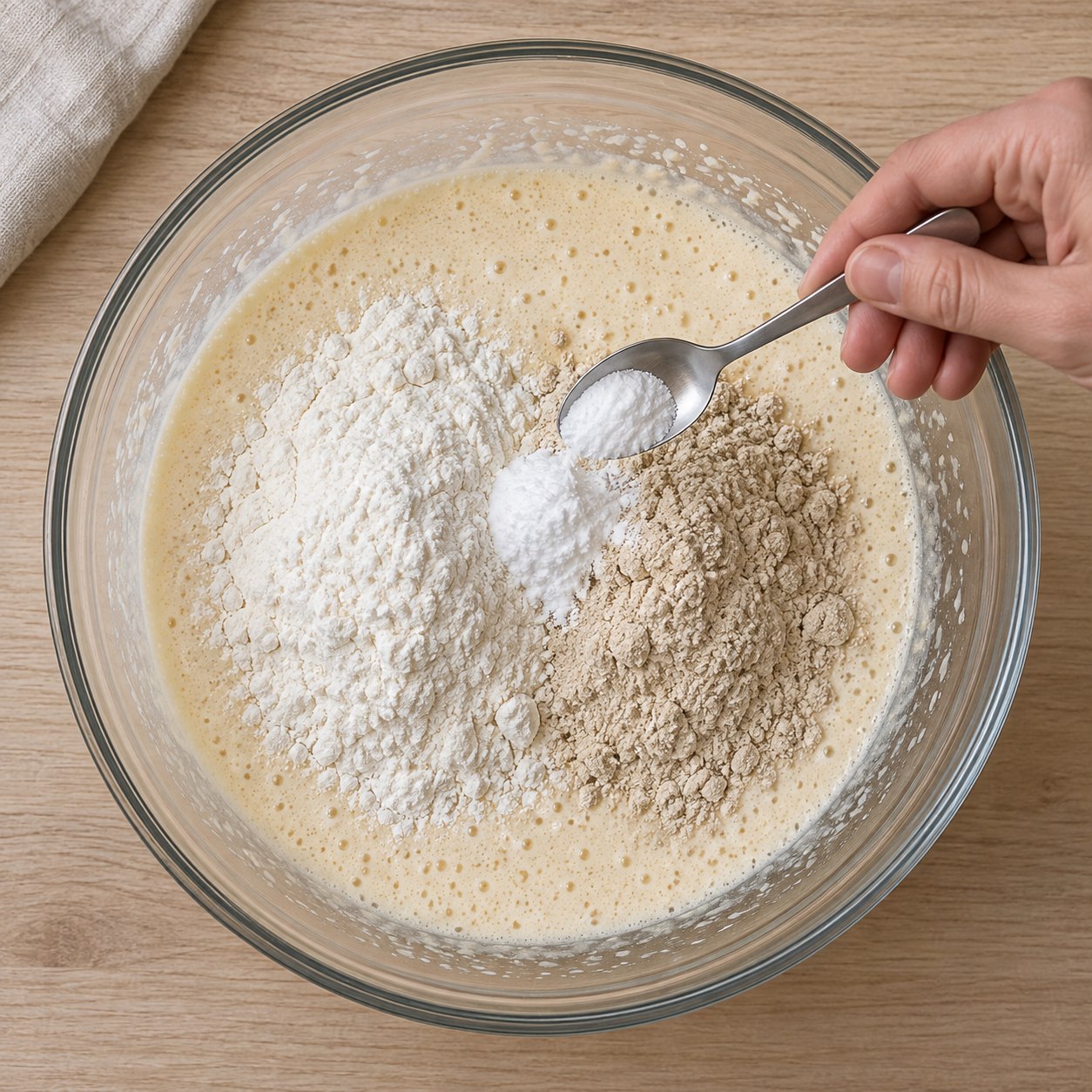 Farina 00, farina di castagne e lievito aggiunti all’impasto